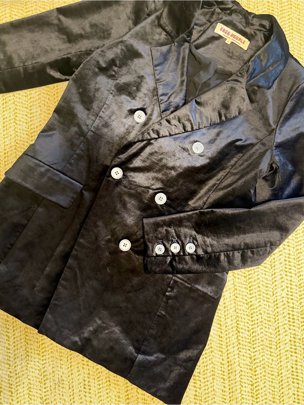 Free People Black Satin Blazer Jacket